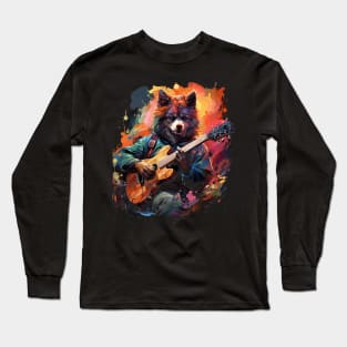 Alaskan Husky Playing Guitar Long Sleeve T-Shirt